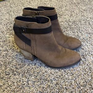 Tan suede ankle booties